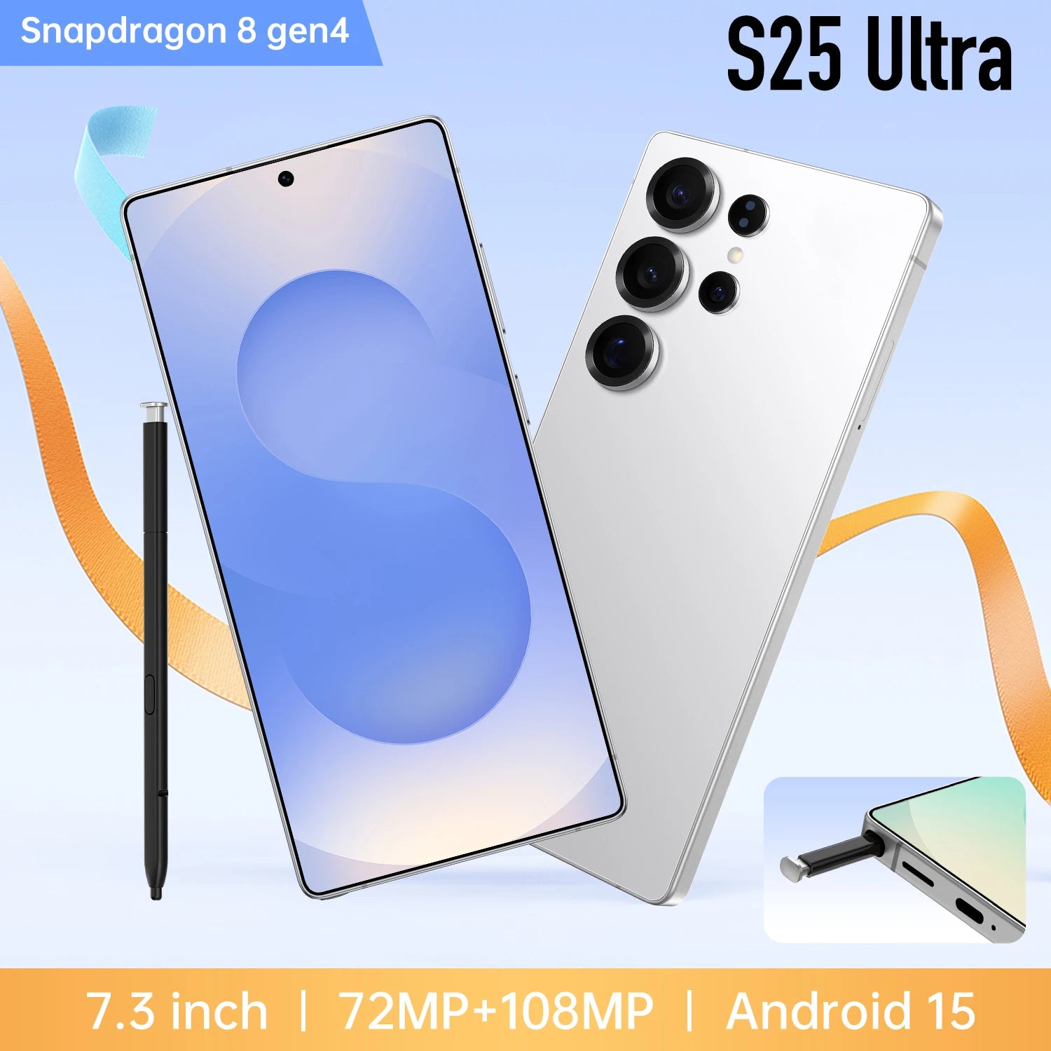 S25Ultra Mobile Reverse Wireless Charging 4K Resolution Screen Octa Core CPU 108MP Rear Supports French Spanish English CDMA LTE