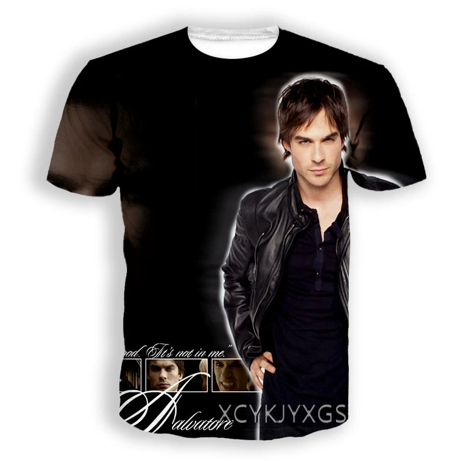 Men/Women TV The Vampire Diaries 3D Printed T-Shirt Damon Salvatore Short Sleeve Fashion T Shirt Sport Pullover Summer Tops 6XL