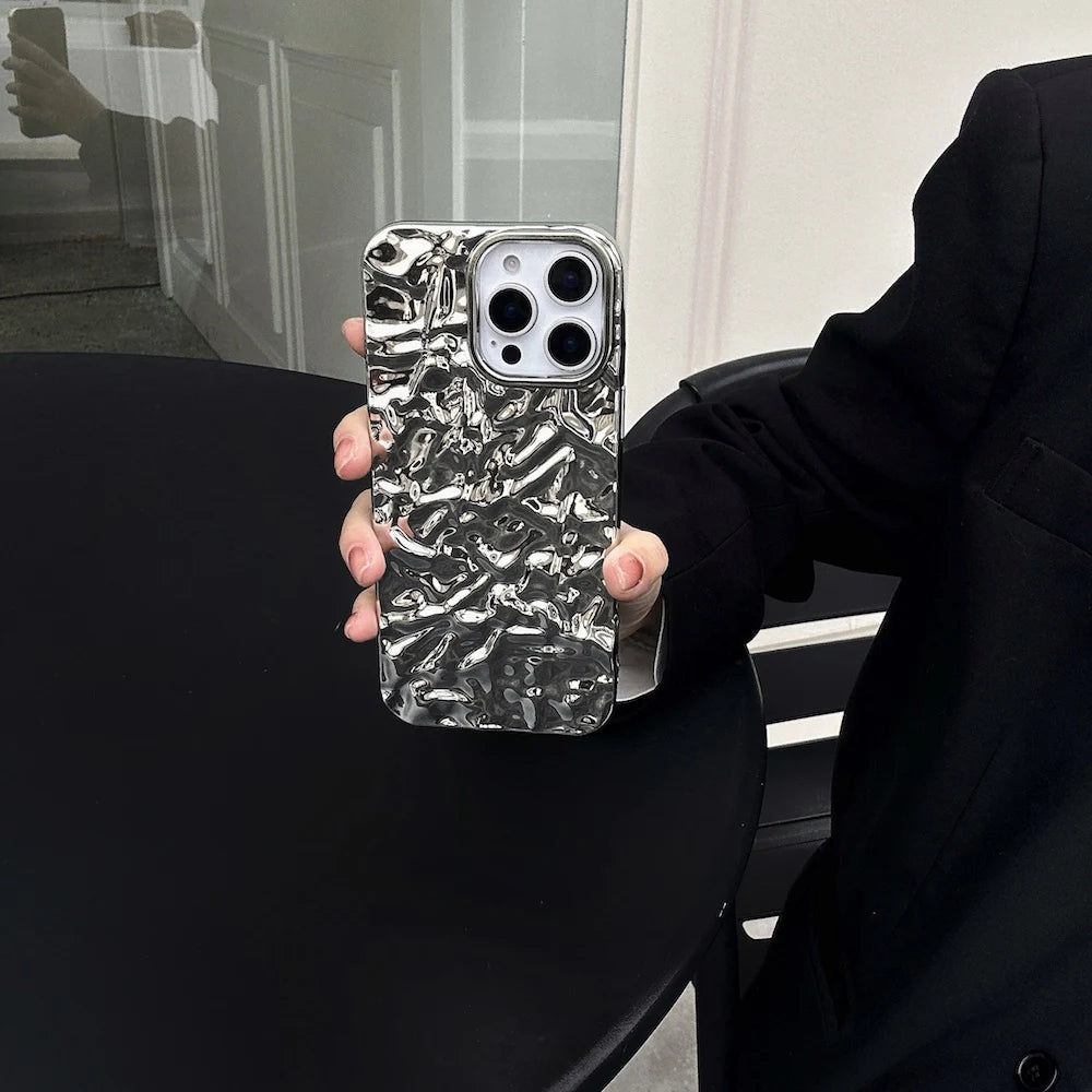 Luxury Stylish Wrinkle Case for iPhone 16 Pro Max 15 14 13 12 Y2K 15 Plus Trending Protective Shockproof INS Cover