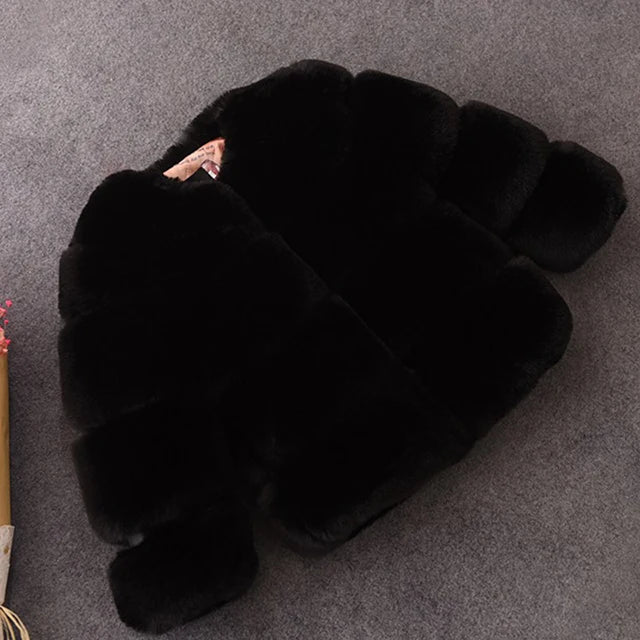 Girls Faux Fur Coat Winter Children Girls Long Sleeve Christmas Jacket Warm Kids Girls Coat Girls Outerwear Clothing