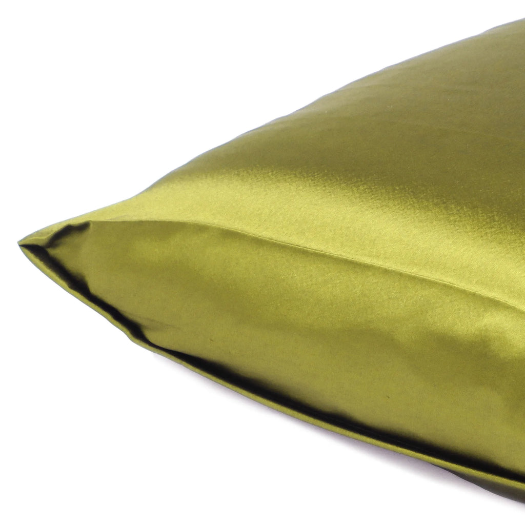 HMS Set of Two Dreamy Lemongrass Satin Queen Pillowcases Luxury Silk Scarves