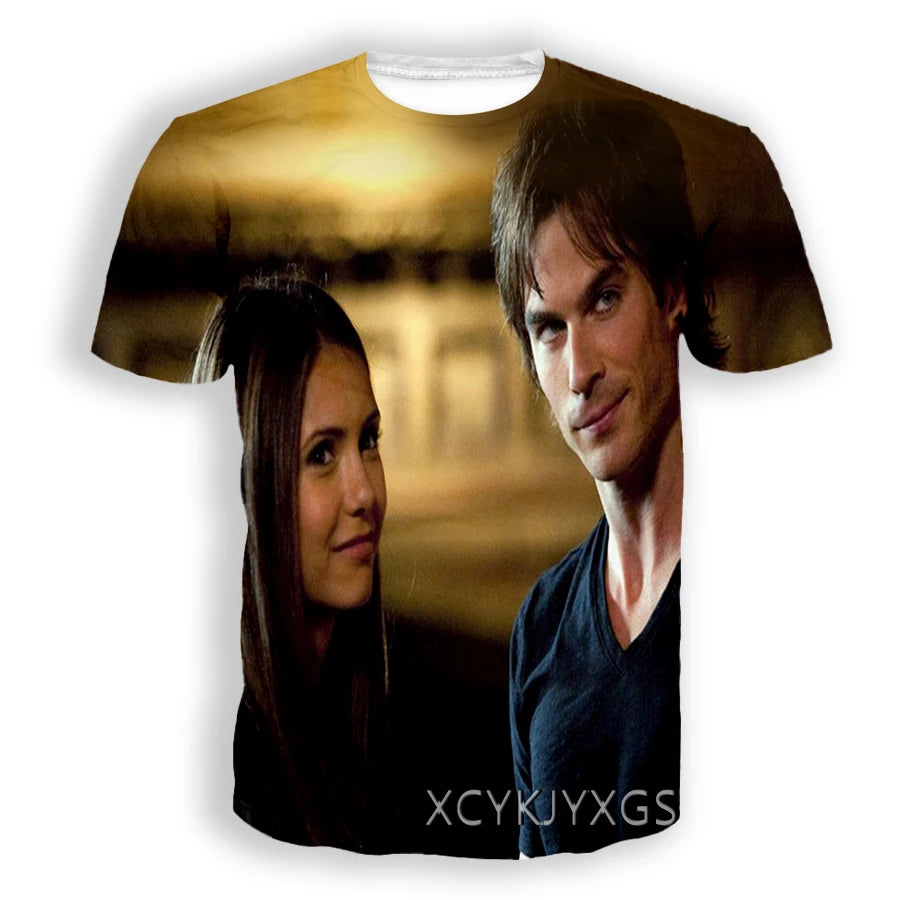 Men/Women TV The Vampire Diaries 3D Printed T-Shirt Damon Salvatore Short Sleeve Fashion T Shirt Sport Pullover Summer Tops 6XL