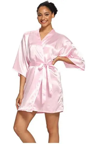 Summer Champagne Chinese Bride Wedding Robe Satin Sleepwear Women Nightgown Sexy Nightdress Lady Kimono Bathrobe Gown Negligee
