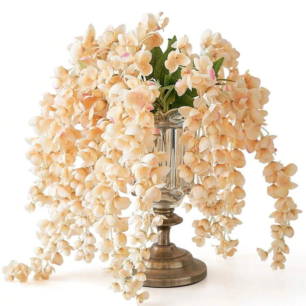 3pcs Artificial Wisteria Flower Silk Fake Wisteria Vine Plastic Hanging Flower for Home Garden Party Wedding Decor