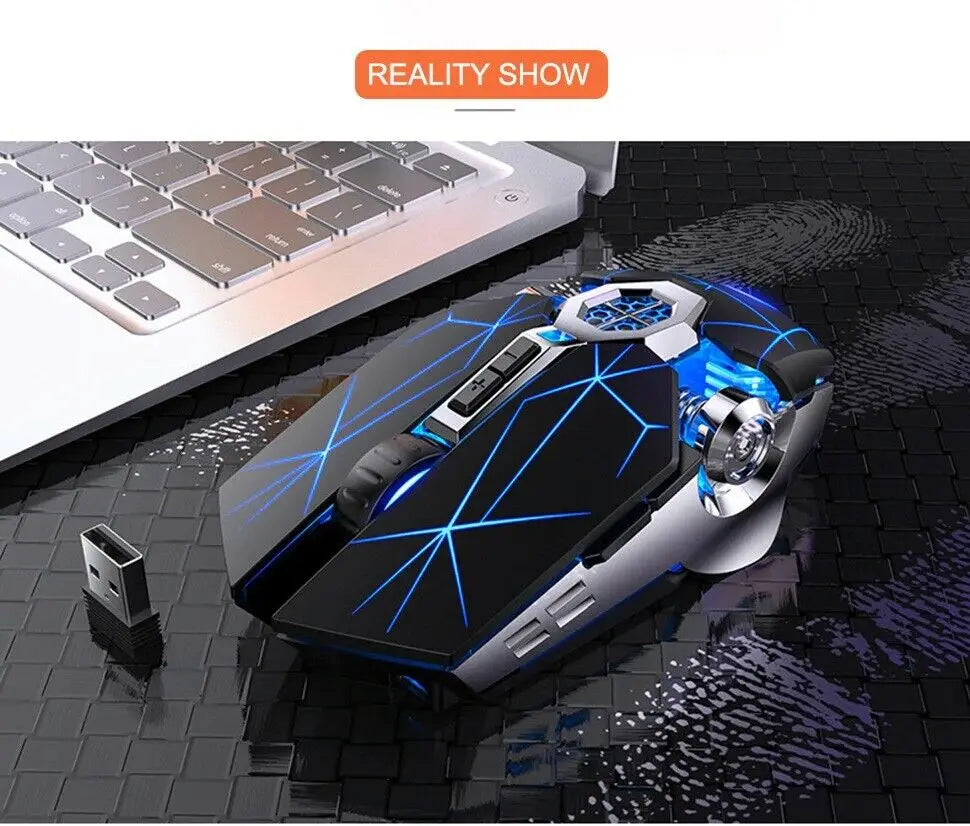 Wireless Optical 2.4G USB Gaming Mouse 1600DPI 7 Color LED Backlit Rechargeable Silent Mice For PC Laptop