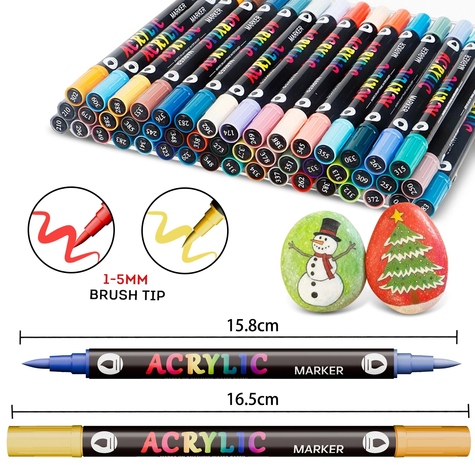 JMC JIMICO Dual-Tip Dual-Color Acrylic Markers 120 Colors, Extra Soft Brush Tip Paint Pens DIY Craft Projects, Complete Art Set