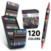 JMC JIMICO Dual-Tip Dual-Color Acrylic Markers 120 Colors, Extra Soft Brush Tip Paint Pens DIY Craft Projects, Complete Art Set