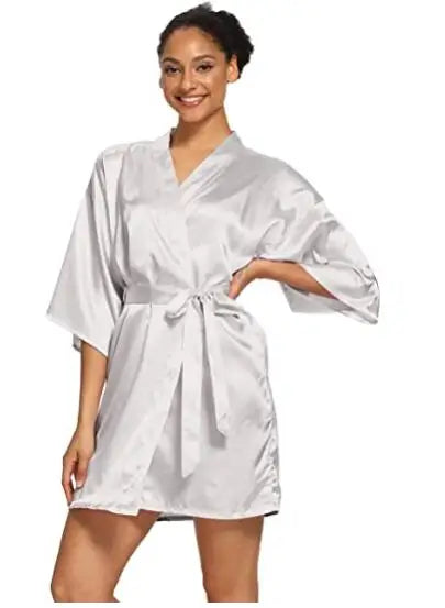 Summer Champagne Chinese Bride Wedding Robe Satin Sleepwear Women Nightgown Sexy Nightdress Lady Kimono Bathrobe Gown Negligee