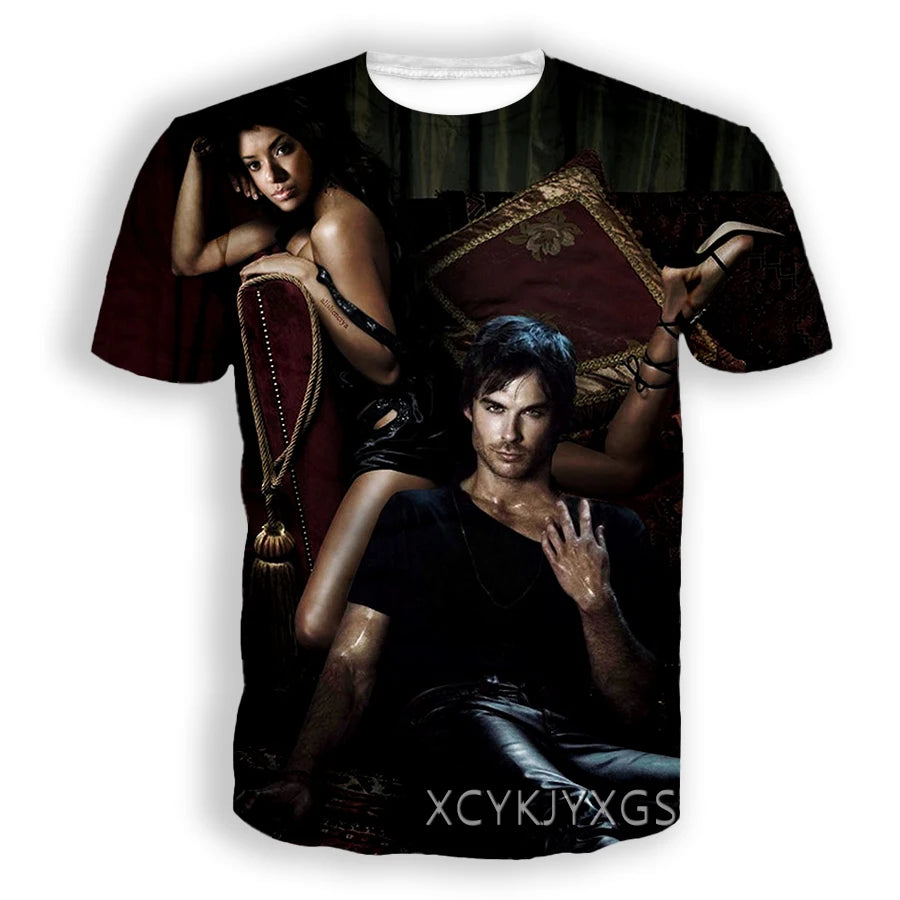 Men/Women TV The Vampire Diaries 3D Printed T-Shirt Damon Salvatore Short Sleeve Fashion T Shirt Sport Pullover Summer Tops 6XL