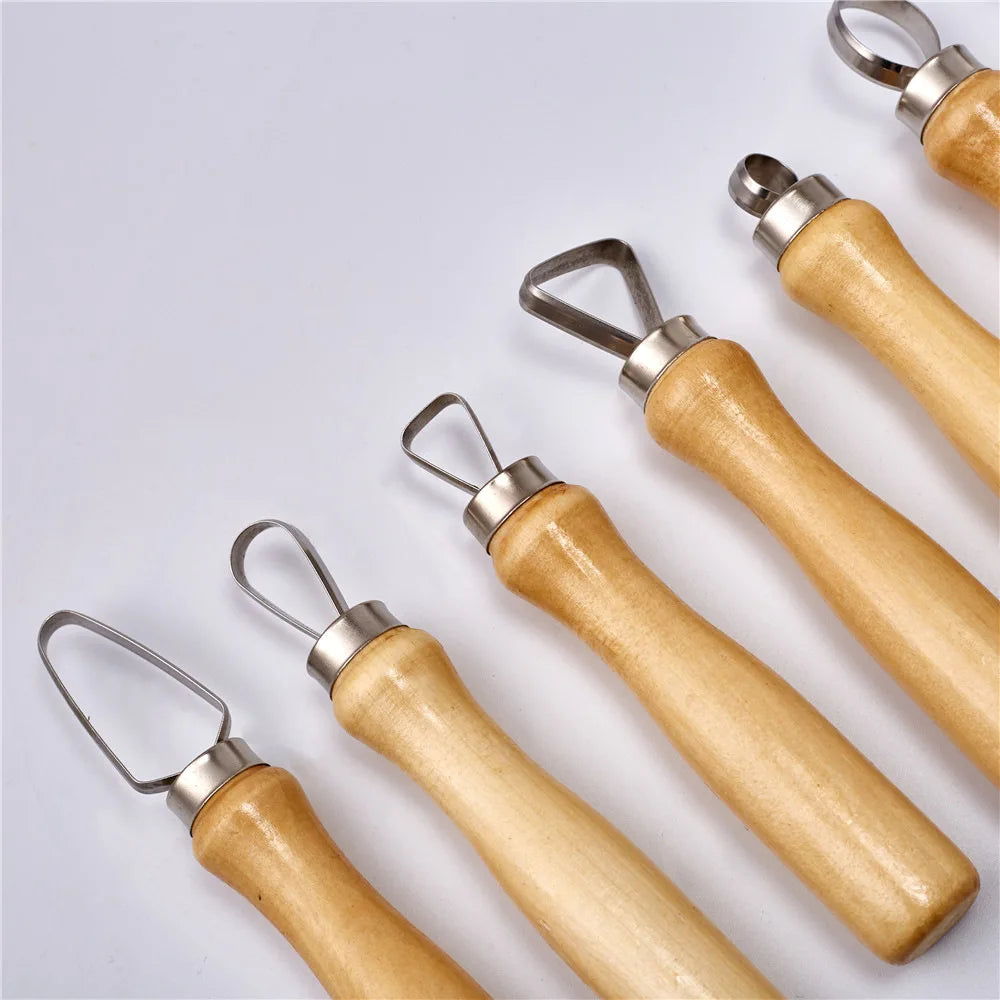 10Pcs Pottery Ceramics Tool Wood Pottery Clay Sculpture Big Loop Tool for Sculpture Studio