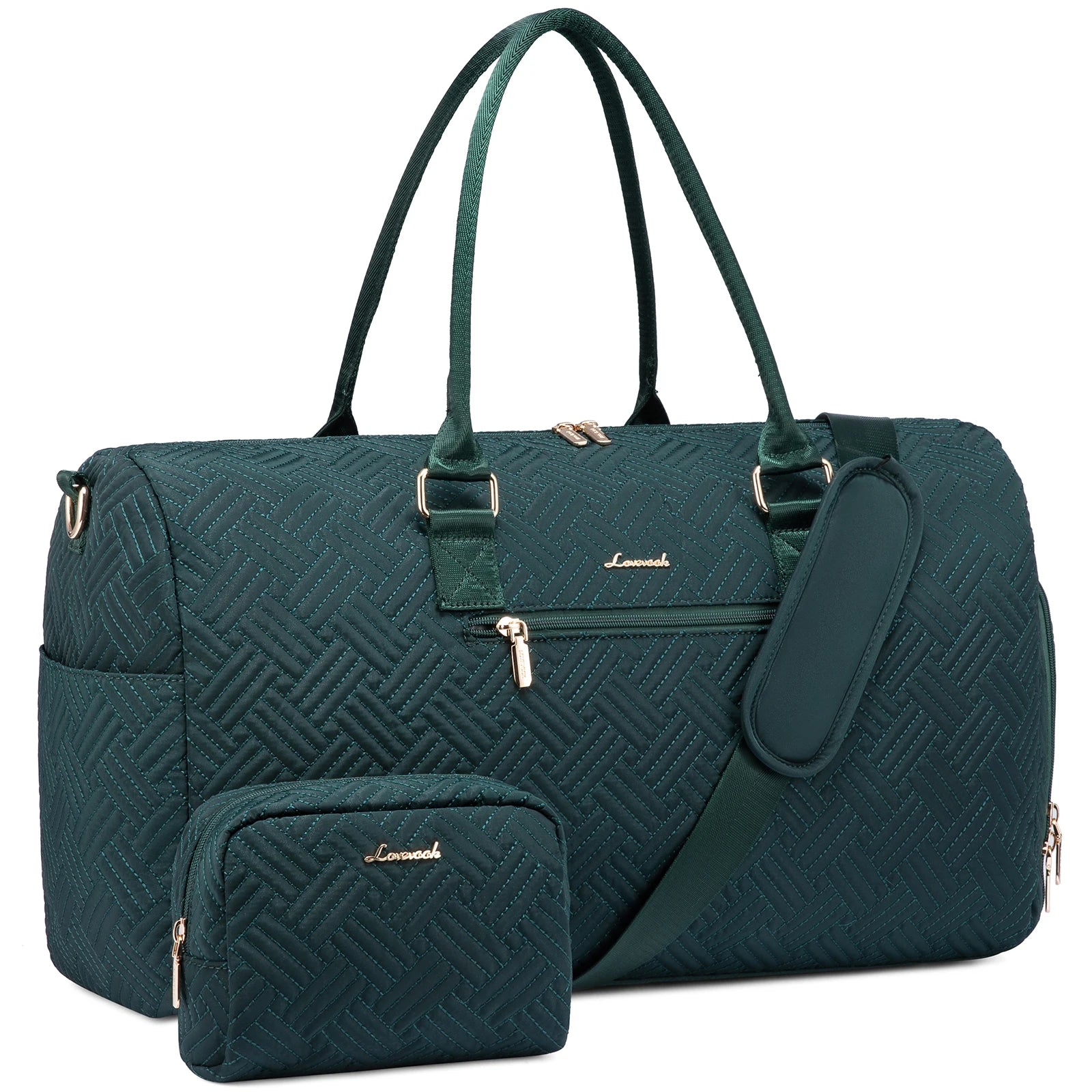 LOVEVOOK Fashion 2pc Gym Bag Travel Weekender Overnight Holdall Duffle Luggage With Shoes Compartment Women Overnight Duffle Bag