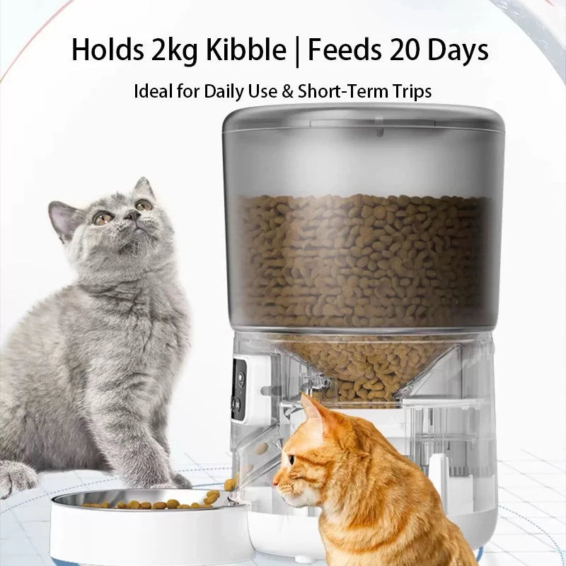 Hot Selling App-Controlled Feeder for Cats and Dogs Portable Stainless Steel Automatic Feeding System for Busy Multi-Pet Homes