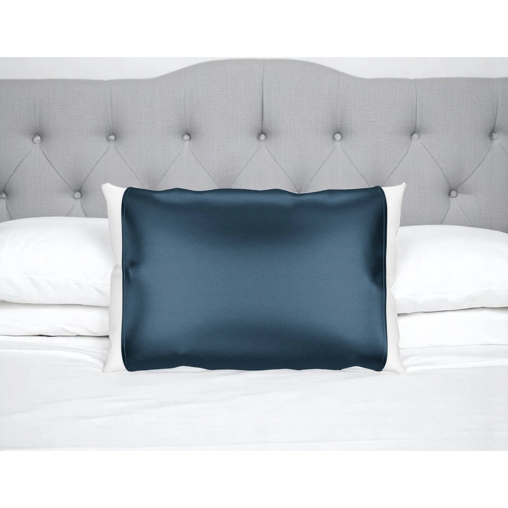 HMS Luxury Blue 100% Silk Open-Ended Pillowcase Woven with Vintage Pattern Soft Cooling for Home or Hotel Use PVC Material