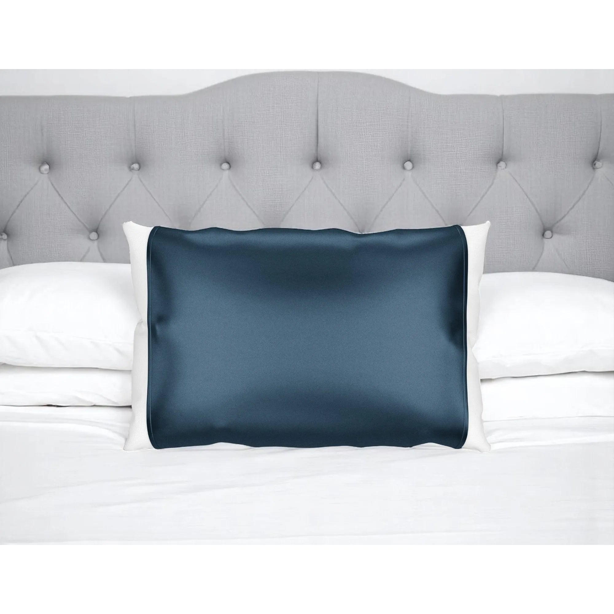 HMS Luxury Blue 100% Silk Open-Ended Pillowcase Woven with Vintage Pattern Soft Cooling for Home or Hotel Use PVC Material