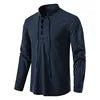 Good Quality New Design Stand Collar Men's Cotton Linen Shirt Long-sleeved Casual Beach Shirt