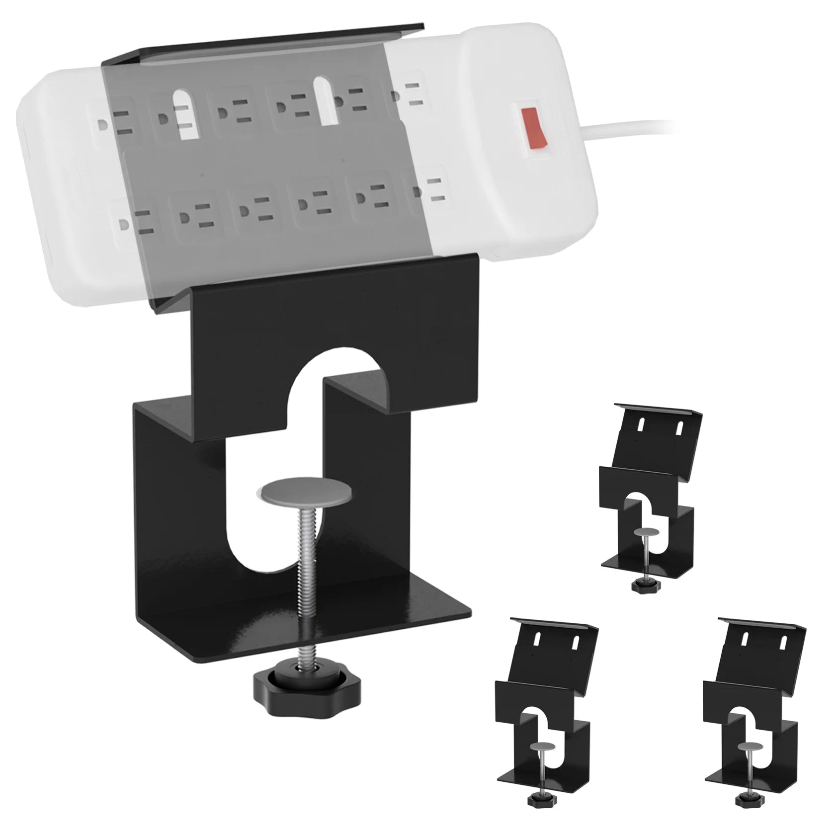 Power Strip Clamp, Adjustable Power Strip Metal Holder with Silicone Anti-Slip Pads,for Standing Desk,Home &Office