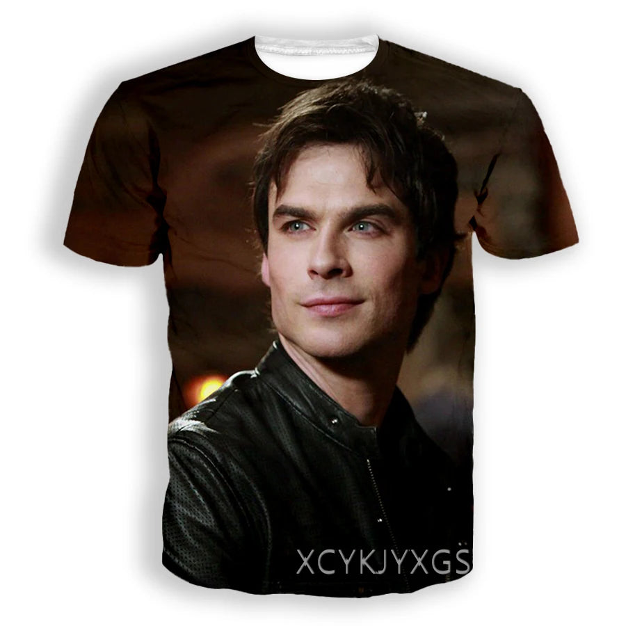 Men/Women TV The Vampire Diaries 3D Printed T-Shirt Damon Salvatore Short Sleeve Fashion T Shirt Sport Pullover Summer Tops 6XL