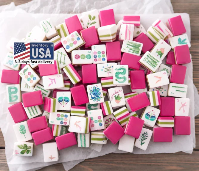 Local Warehouse US Local Stock Free Shipping Pink 4-layer Acrylic American Mahjong Tiles OMM RTS Portable Foldable Water