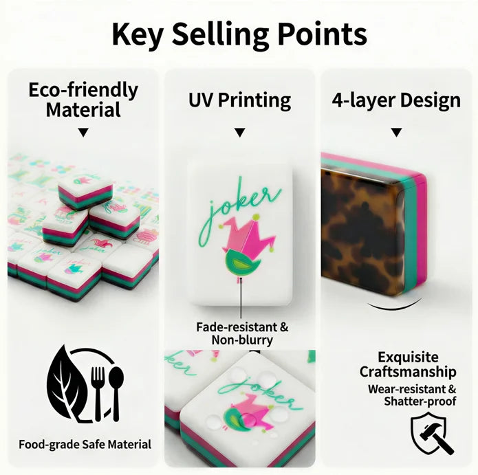 Local Warehouse US Local Stock Free Shipping Pink 4-layer Acrylic American Mahjong Tiles OMM RTS Portable Foldable Water