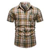 2023 Hot Sale  Vintage  Short Sleeve Plaid Beach t Shirt US Size Men Casual Cotton Plaid Pattern Polo Shirt for Men