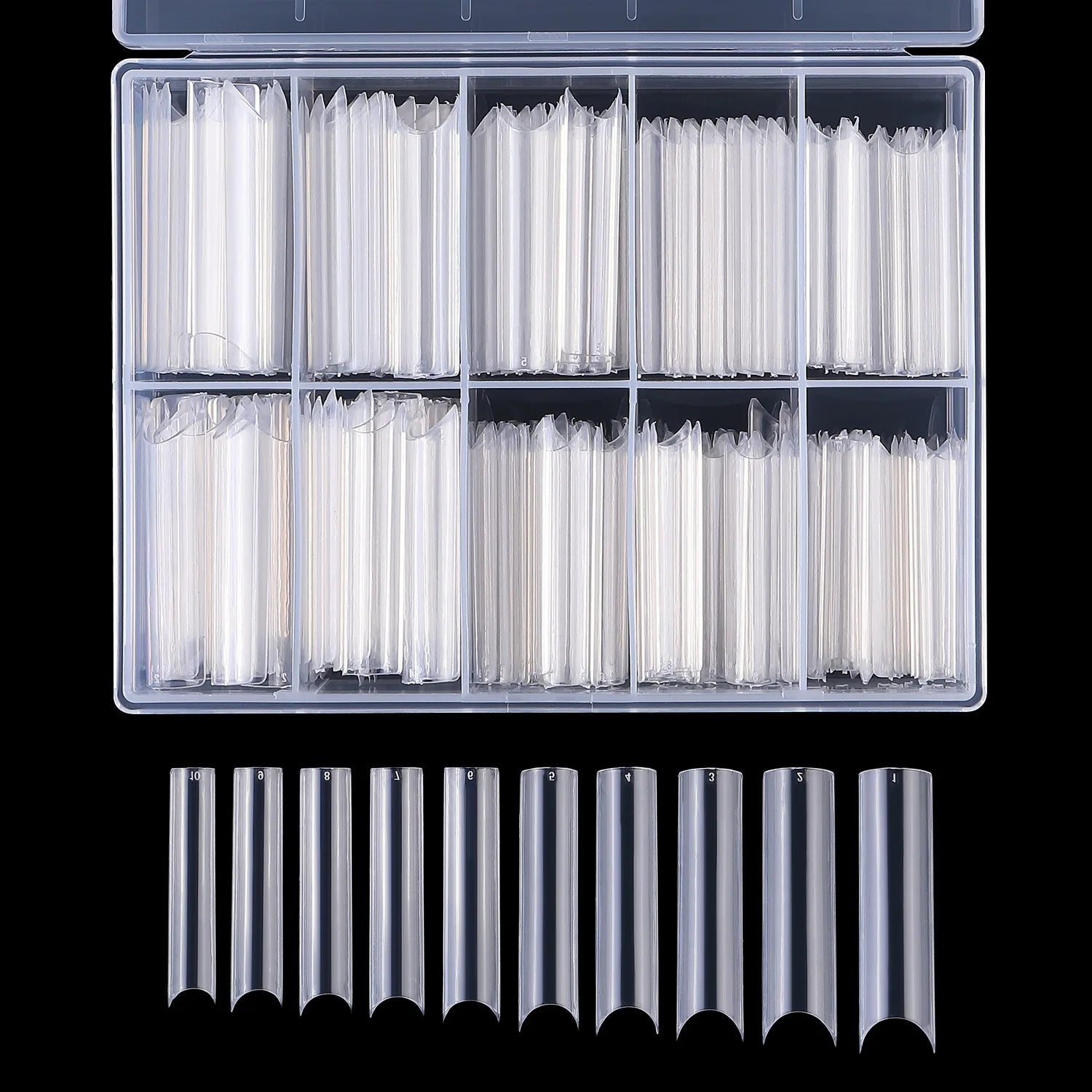 XXL Long Straight Square Shape Tips for Acrylic False Nail with Box Extra Long XL C Curve Tips Half Cover Nail Tip Manicure Tool