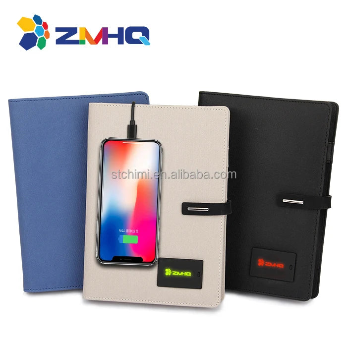 Smart Diary for Advertising Promotion Giveaway Customized Led Company Government Logo Notebook with Power Bank