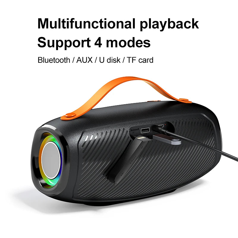 EBS-610   20W  Portable  Bluetooth 5.4  Party  Speaker  RGB LED Light   Wireless Music Player and Mic-Phone for Computer