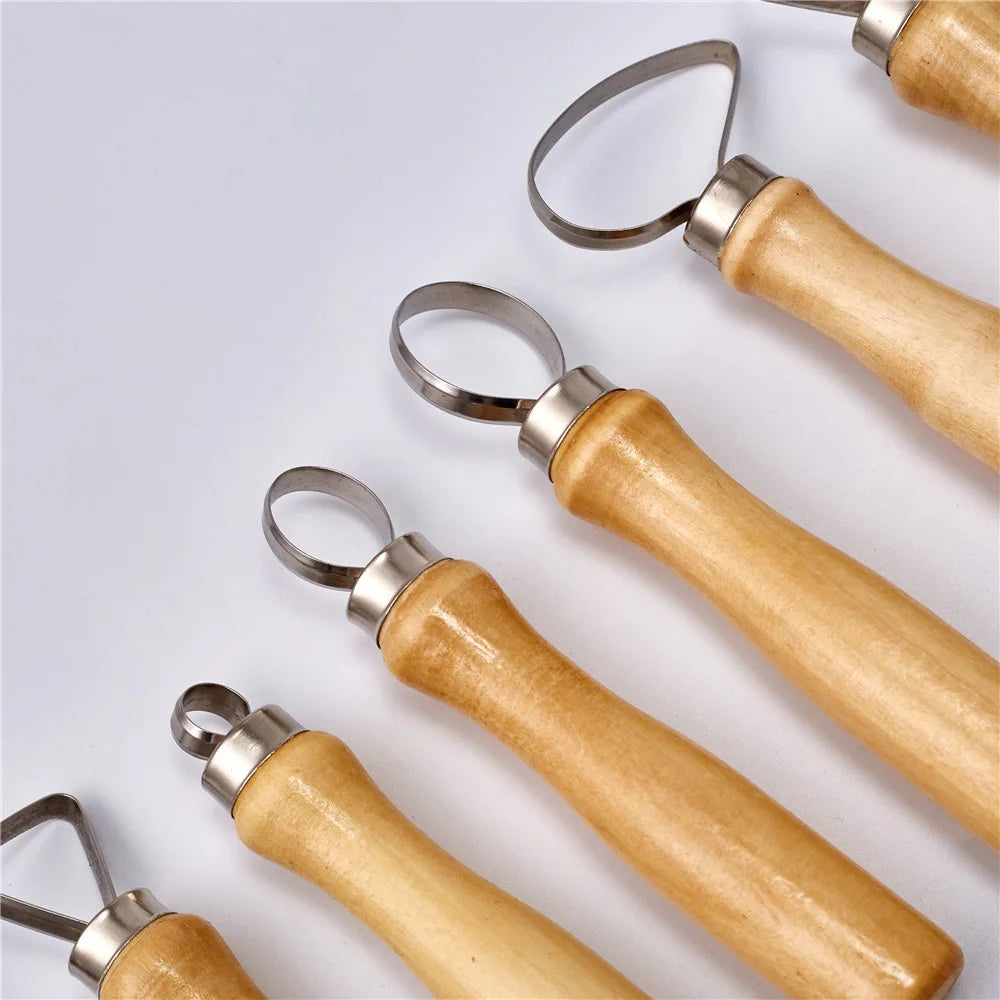 10Pcs Pottery Ceramics Tool Wood Pottery Clay Sculpture Big Loop Tool for Sculpture Studio
