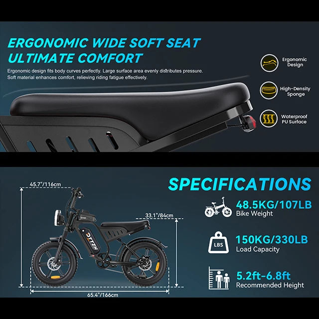 F6PRO 60V 30AH DTTZH USA Warehouse Adult Street Legal Sport Bike  Rated Power  Full Suspension 20*4"  Fat Tire