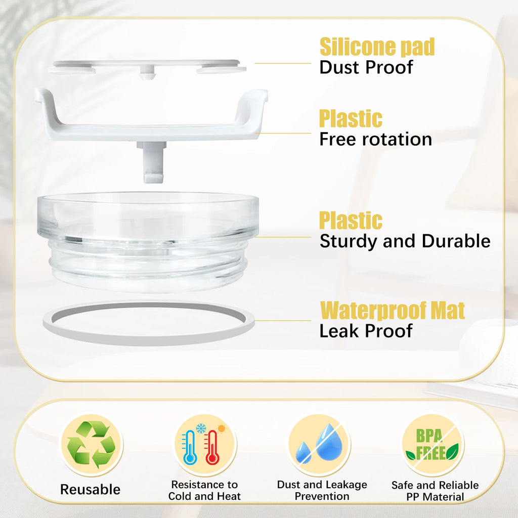 4 Pack Tumbler Lid Replacement for 40 oz Stanley Cup, Spill Proof Clear Replacement Lids Fit for Stanley Travel Tumbler