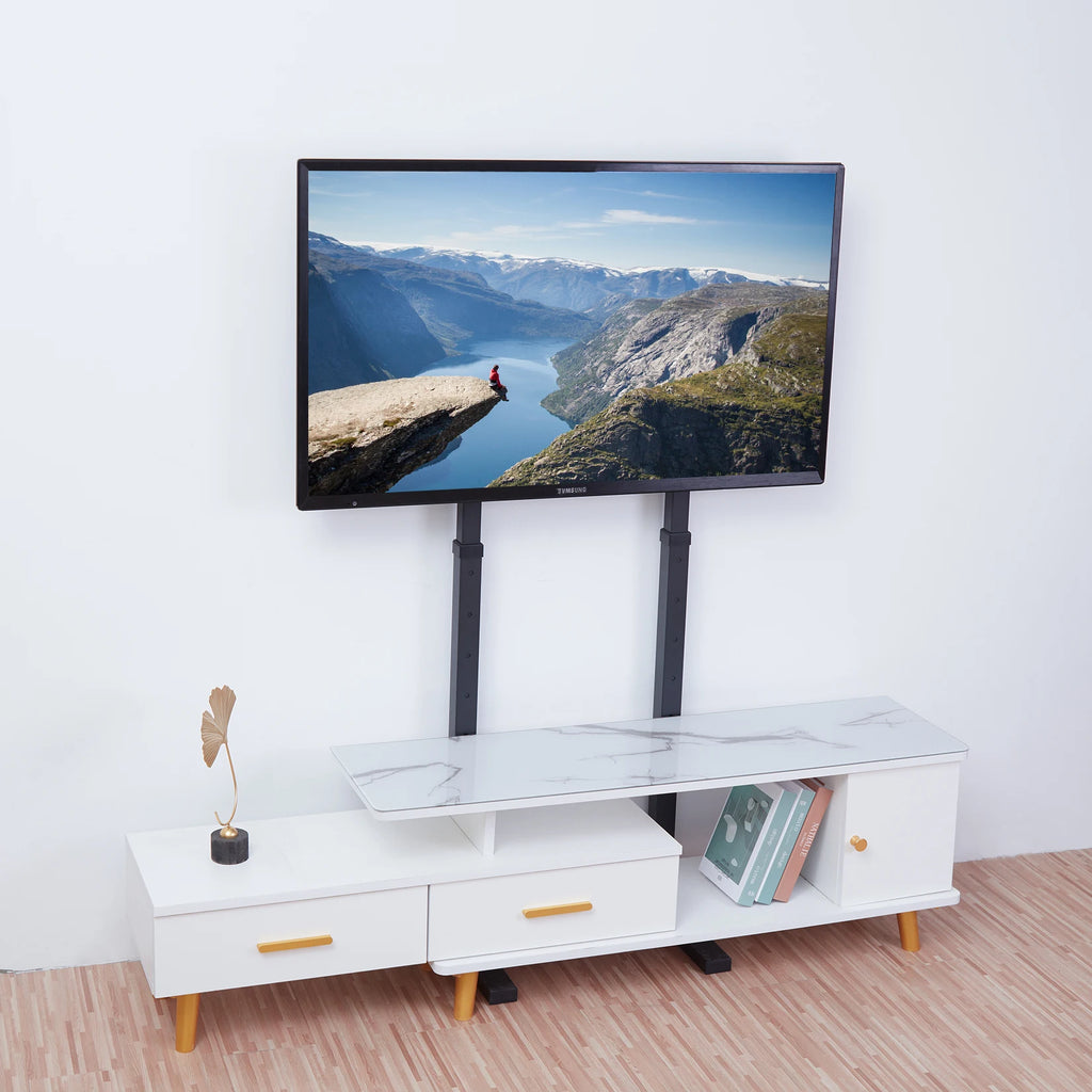 حامل أرضي عالمي طويل للتلفزيون لشاشات LED وLCD المسطحة مقاس 32-65 بوصة