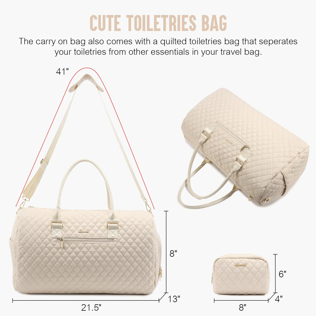 LOVEVOOK Fashion 2pc Gym Bag Travel Weekender Overnight Holdall Duffle Luggage With Shoes Compartment Women Overnight Duffle Bag