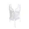 2023 Sexy Bodycon Camis Women Y2k Crop Tops Lace Vintage Bandage Gothic Cropped Top White Sleeveless Club Outfits E Girl 2367