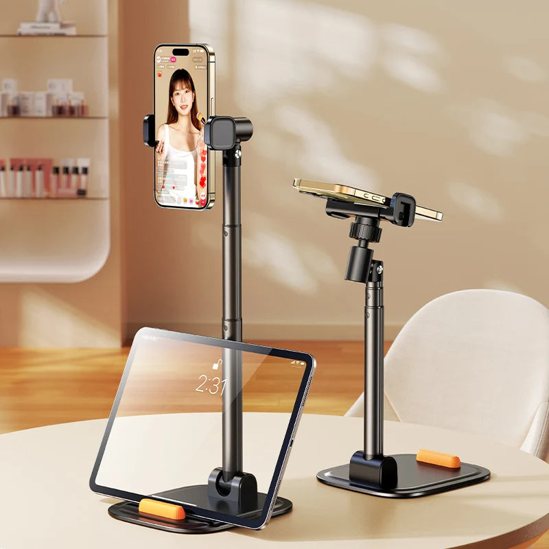 FEIXIANG Factory X66D Adjustable Dual Device Stand 3-Section 13-42cm Height Flexible Metal+Aluminum Foldable for Travel for Desk