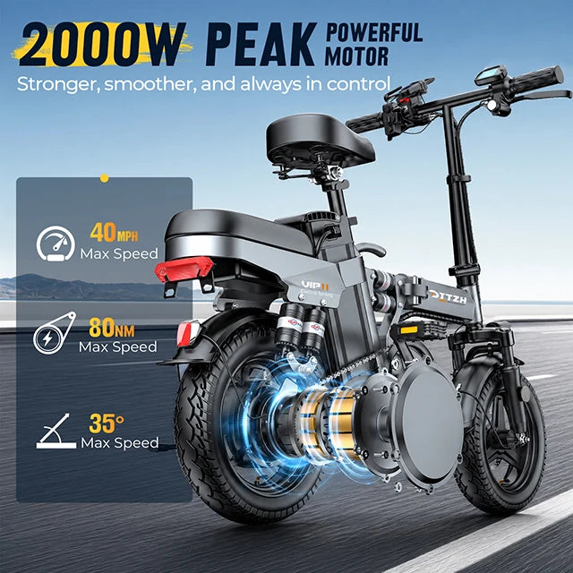 Free Shipping A12S  Hot Sale DTTZH US WareHouse Lithium Electric Bicycle 52v 25Ah Bike Foldable Electric Bike Carbon Steel 14"