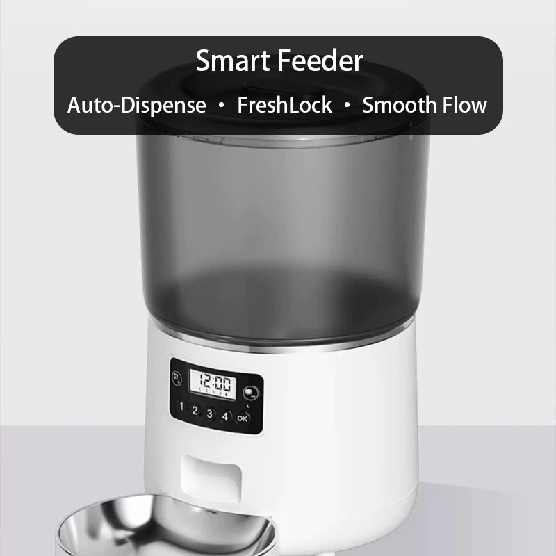 Hot Selling App-Controlled Feeder for Cats and Dogs Portable Stainless Steel Automatic Feeding System for Busy Multi-Pet Homes