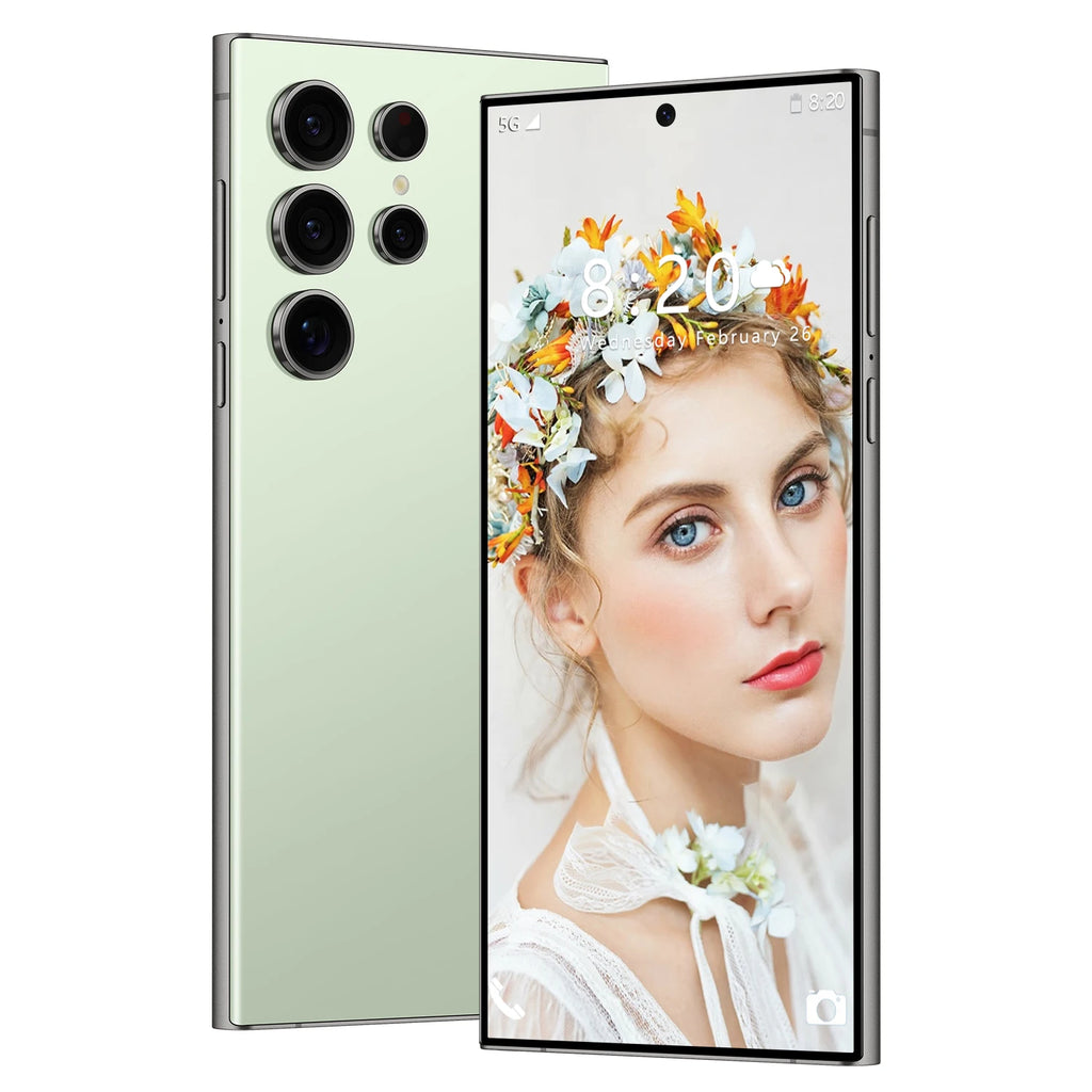 هاتف ذكي 2024 S24 Ultra الإصدار العالمي الجديد، معالج MTK، شاشة HD، ميزات ذكية تشمل التعرف على الوجه وشاشة لمس