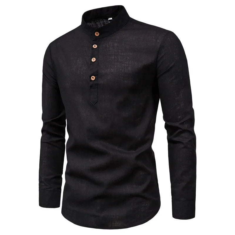 Men's Slim Fit Long Sleeve Cotton Polyester Shirt - Autumn Casual Business Blouse Top (Custom Logo Available)