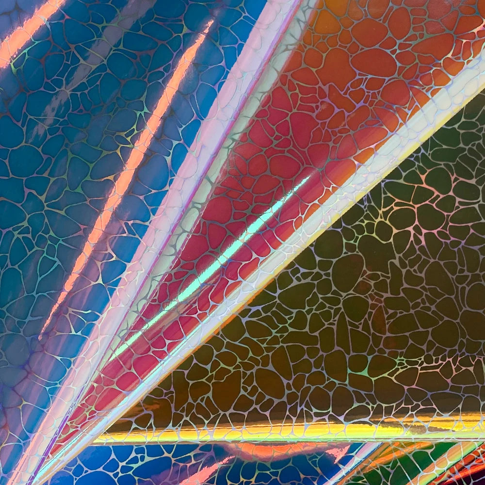 Holographic Crack Pattern Artificial Leather for DIY Luggage Bag Decoration Craft Project Overseas Warehouse Spot 30X135cm