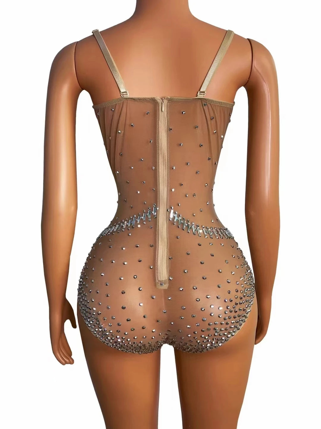 Monos Mujer 2022 See Through Mesh Rhinestone Bodysuit Party Club Pole Dance Leotard Corset Jumpsuit Sexy Jumpsuits for Women