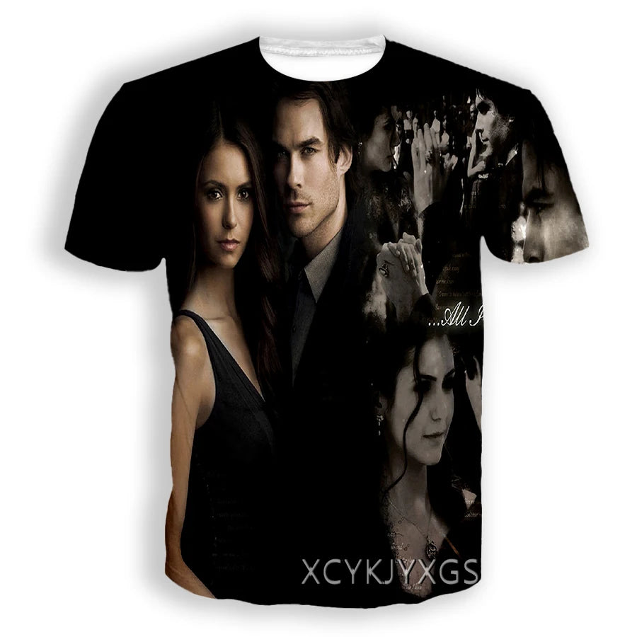Men/Women TV The Vampire Diaries 3D Printed T-Shirt Damon Salvatore Short Sleeve Fashion T Shirt Sport Pullover Summer Tops 6XL