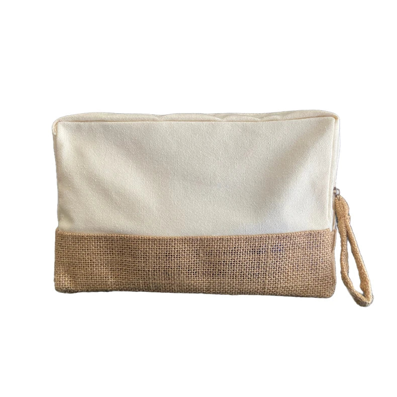 Custom with Logo Zipper Letter Pouch Fashion Style Large Capacity Cosmetic Makeup Organic Cotton Canvas Travel for Toiletry Bags
