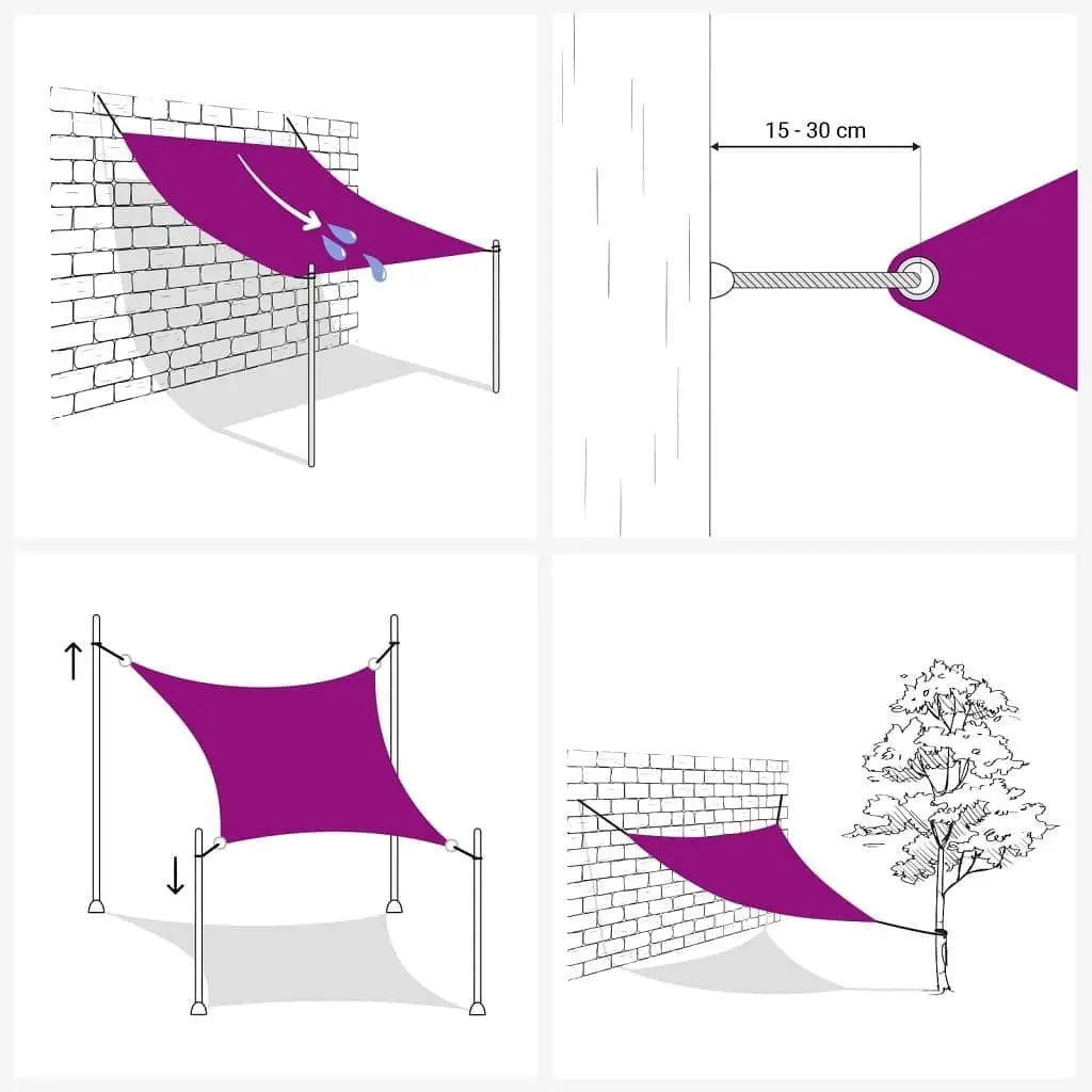 W2B VidaXL Sunshade Sail 1.75 Oz/ft² Orange 6.6x11.5' HDPE Square Pattern Outdoor Patio Garden Shade Sail UV Woven Technique