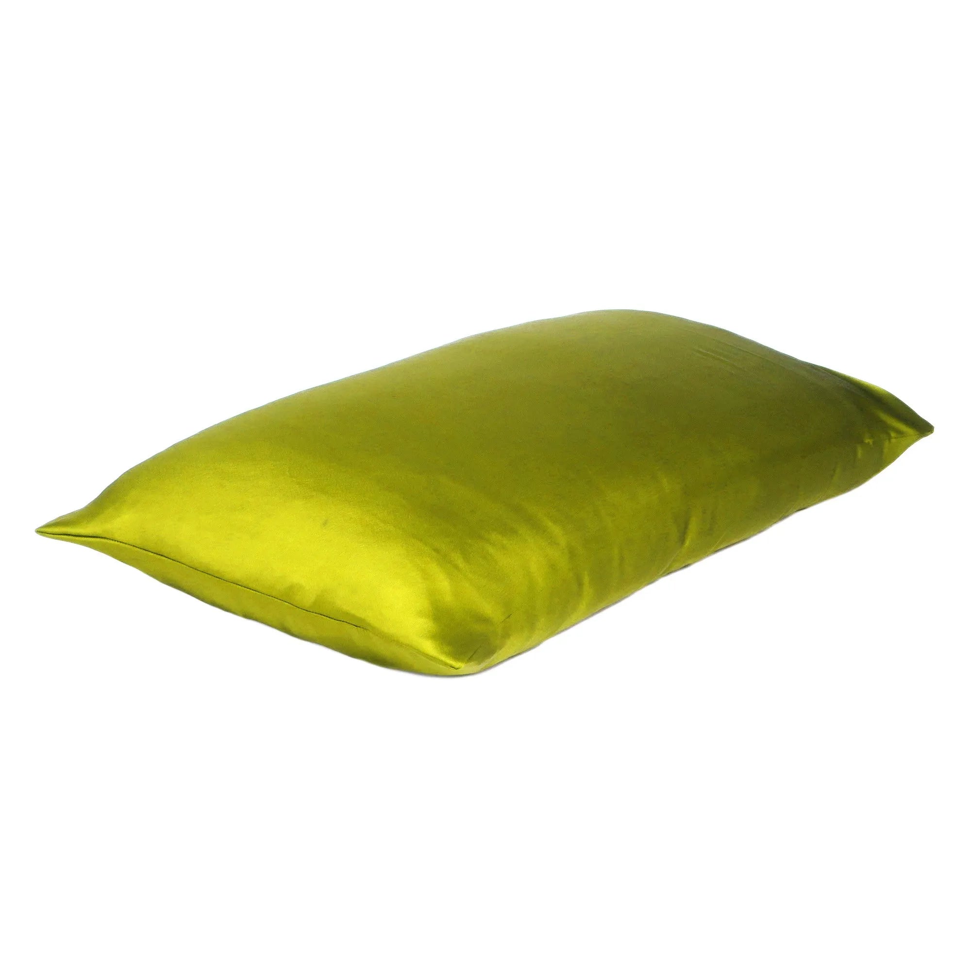 HMS Set of Two Dreamy Lemongrass Satin Queen Pillowcases Luxury Silk Scarves