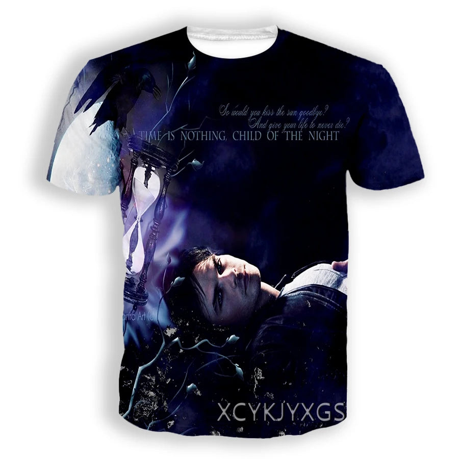 Men/Women TV The Vampire Diaries 3D Printed T-Shirt Damon Salvatore Short Sleeve Fashion T Shirt Sport Pullover Summer Tops 6XL