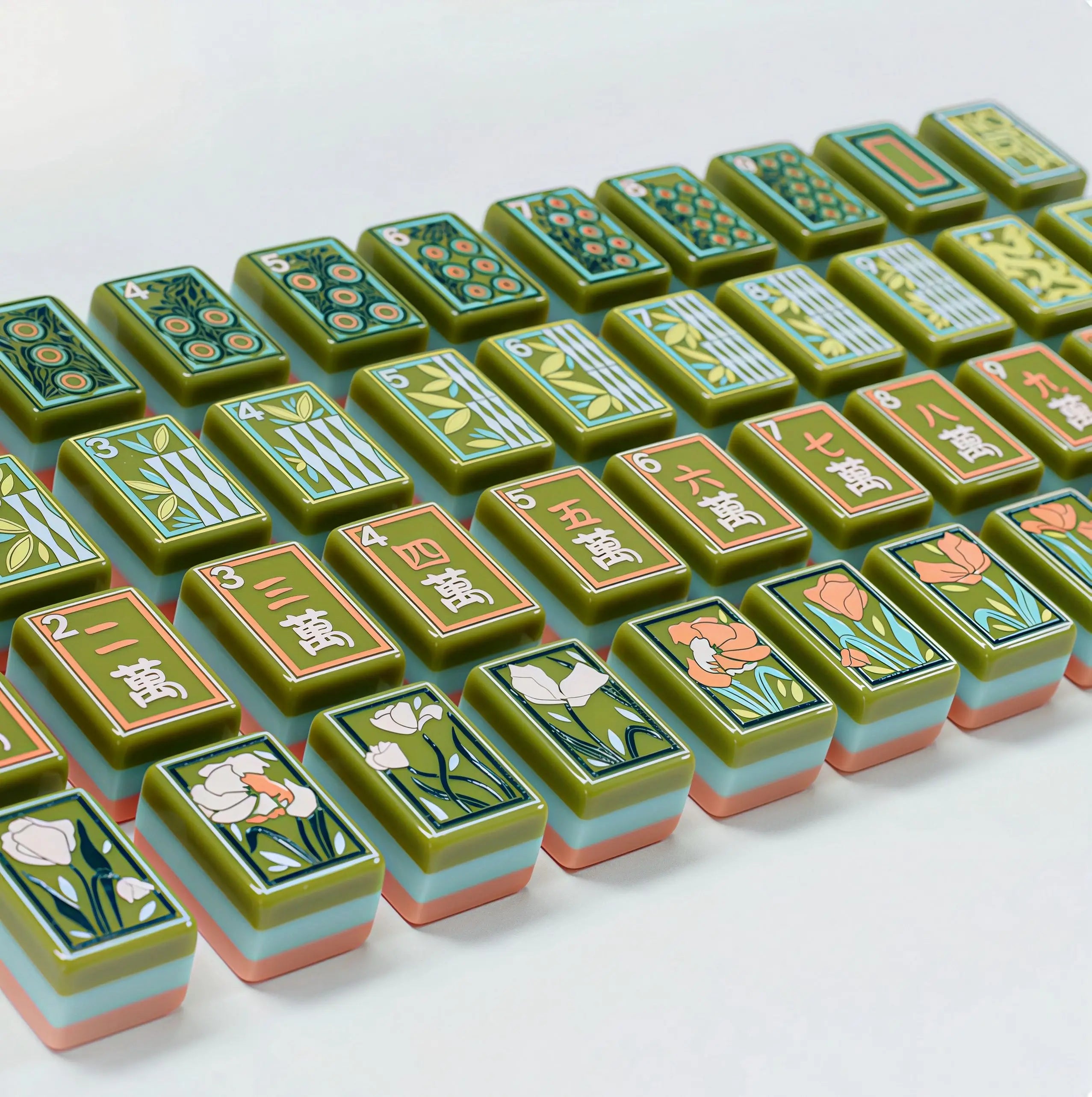 In Stock Beach Supplies New Mini Travel 4 Layer Engraved Acrylic Luxury 160 Artistic Green Set America Mahjong Tiles