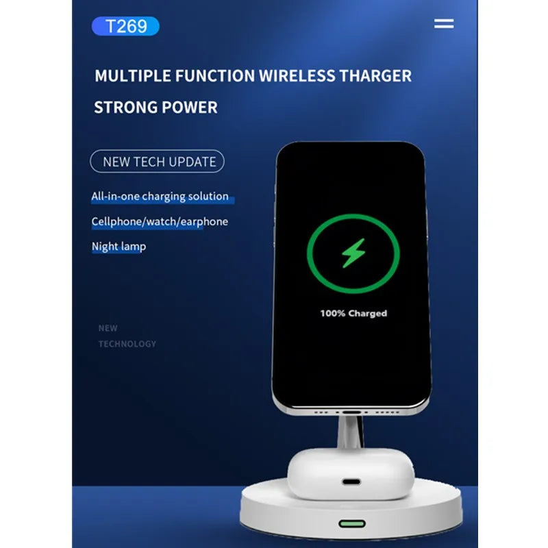Luxury Items 15W Fast Charger Strong Magnetic Bracket Phone Holder 2 in 1 Wireless Charger for iPhone 16 Pro Max Custom Logo