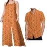 Drop Shipping Samoa Puletasi Casual Women Sling Jumpsuit Match Short Sleeve Aloha Shirt Polynesian Couple Clothes 2pc Set