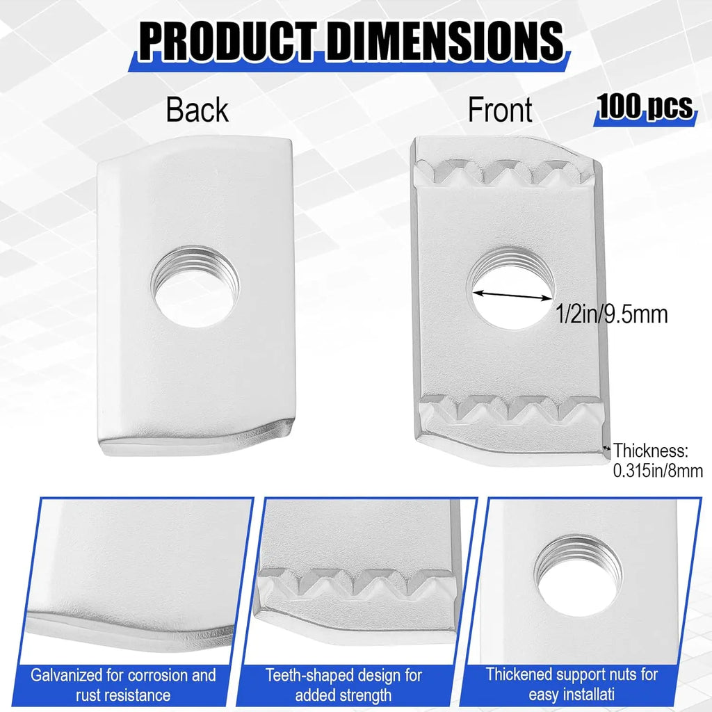 MISA CLASS 4 Swaged Channel Nuts 1/2 in Zinc Plated for Strut Channel Construction Fasteners