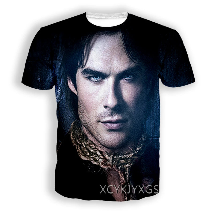 Men/Women TV The Vampire Diaries 3D Printed T-Shirt Damon Salvatore Short Sleeve Fashion T Shirt Sport Pullover Summer Tops 6XL